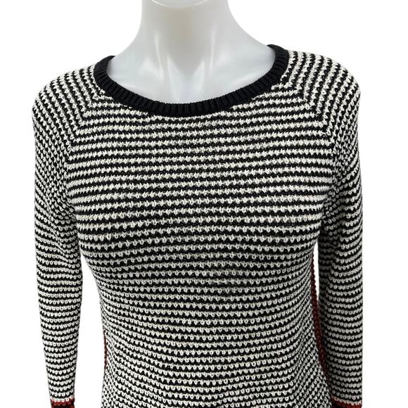 Ann Taylor Loft Black White Textured Knit Long Sleeve Pullover Sweater Top Sz XS - Picture 3 of 5